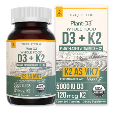Viên Uống Triquetra Organic Plant-D3 Whole Food D3 + K2 5000 IU + 120 mcg K2 – Hộp 60 Viên