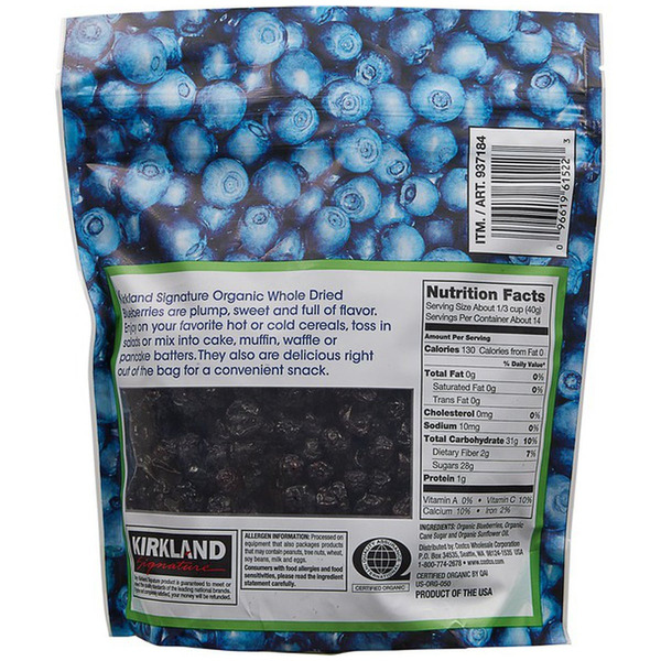 Việt Quất Sấy Khô Kirkland Signature Whole Dried Blueberries - Túi 567G