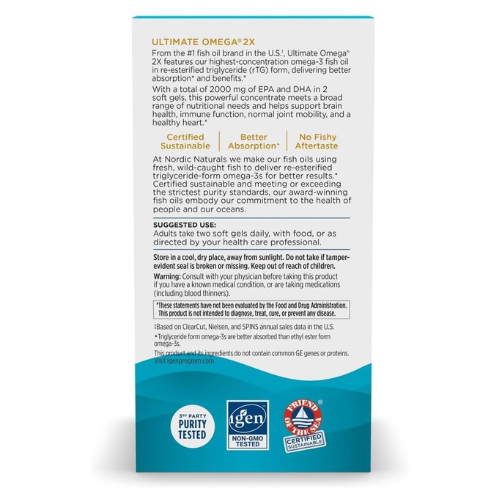 Viên Uống Dầu Cá Omega-3 Nordic Naturals Ultimate Omega 2X 2150mg Vị Chanh – Hộp 120 Viên