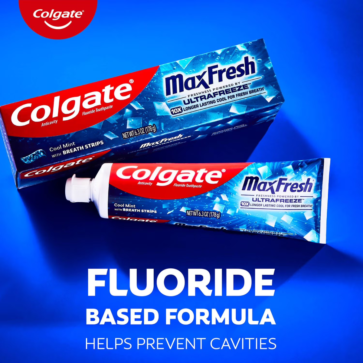 Kem Đánh Răng Colgate MaxFresh Toothpaste with Mini Breath Strips Cool Mint - 5 Tuýp X 206g