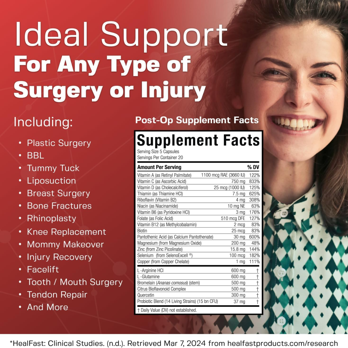 Bộ Viên Uống Hỗ Trợ Phục Hồi Trước & Sau Phẫu Thuật HealFast Complete Pre & Post Op Surgery Recovery Supplement – 40 Viên Pre-Op + 100 Viên Post-Op