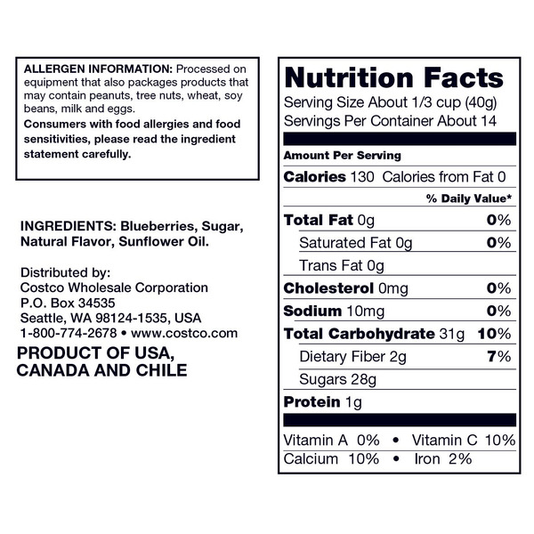 Việt Quất Sấy Khô Kirkland Signature Whole Dried Blueberries - Túi 567G