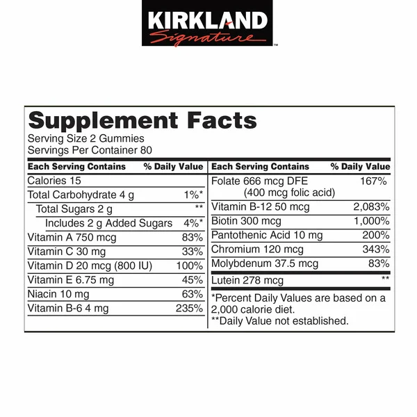 Kẹo Dẻo Bổ Sung Vitamin Tổng Hợp Kirkland Signature Adult Multivitamin – 2 Hộp X 160 Viên