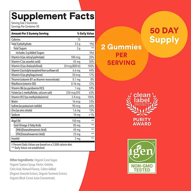 Kẹo Dẻo Vitamin Tông Hợp SmartyPants Kids Multivitamin & Omega –  Hộp 100 Viên