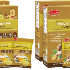 Trà Gừng Mật Ong Vị Chanh Pocas Instant Honey Ginger Tea Lemon Flavor – Set 4 Hộp x 20 gói