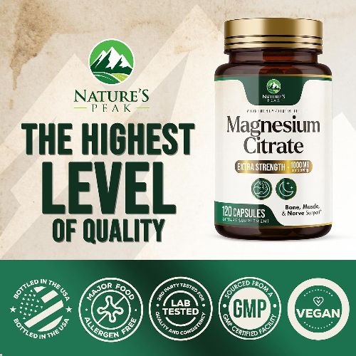 Viên Uống Magie Nature's Peak Magnesium Citrate 1000 mg – Hộp 120 Viên