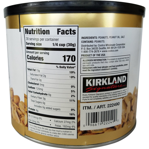 Hộp Đậu Phộng Cỡ Lớn Kirkland Signature Super Extra Large Peanuts – Hộp 2.5 Lb