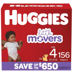 Tã Huggies Little Movers Baby Diapers Size 4 Cho Bé 10-17kg - Gói 156 Miếng