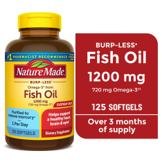Viên Uống Dầu Cá Omega-3 Nature Made Burp Less Omega-3 Fish Oil 1200mg – Hộp 125 Viên