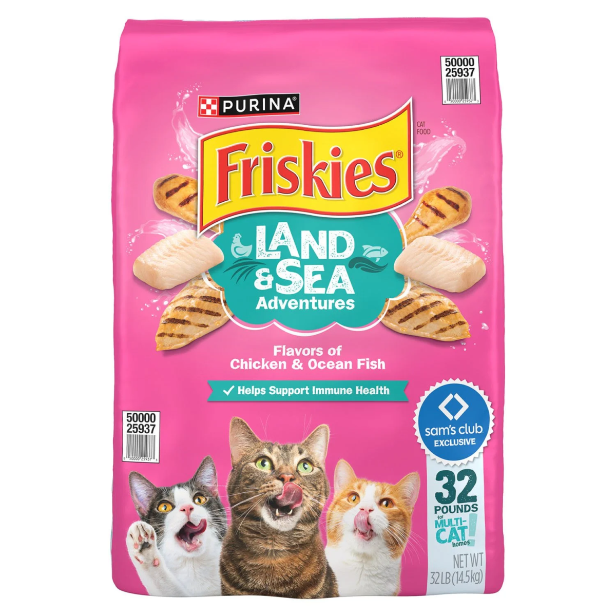Thức Ăn Hạt Cho Mèo Friskies Land & Sea Adventures Vị Gà & Cá Biển – Túi 14,5 kg