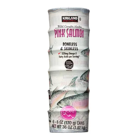 Cá Hộp Cá Hồi Hồng Alaskan Kirkland Signature Wild Alaskan Pink Salmon – Lốc 6 Hộp x 6 Oz