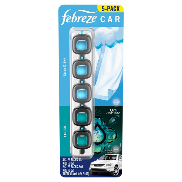 Kẹp Thơm Cửa Gió Ô Tô Febreze Car Vent Clip Hương Amber – 2 Set x 5 Chiếc