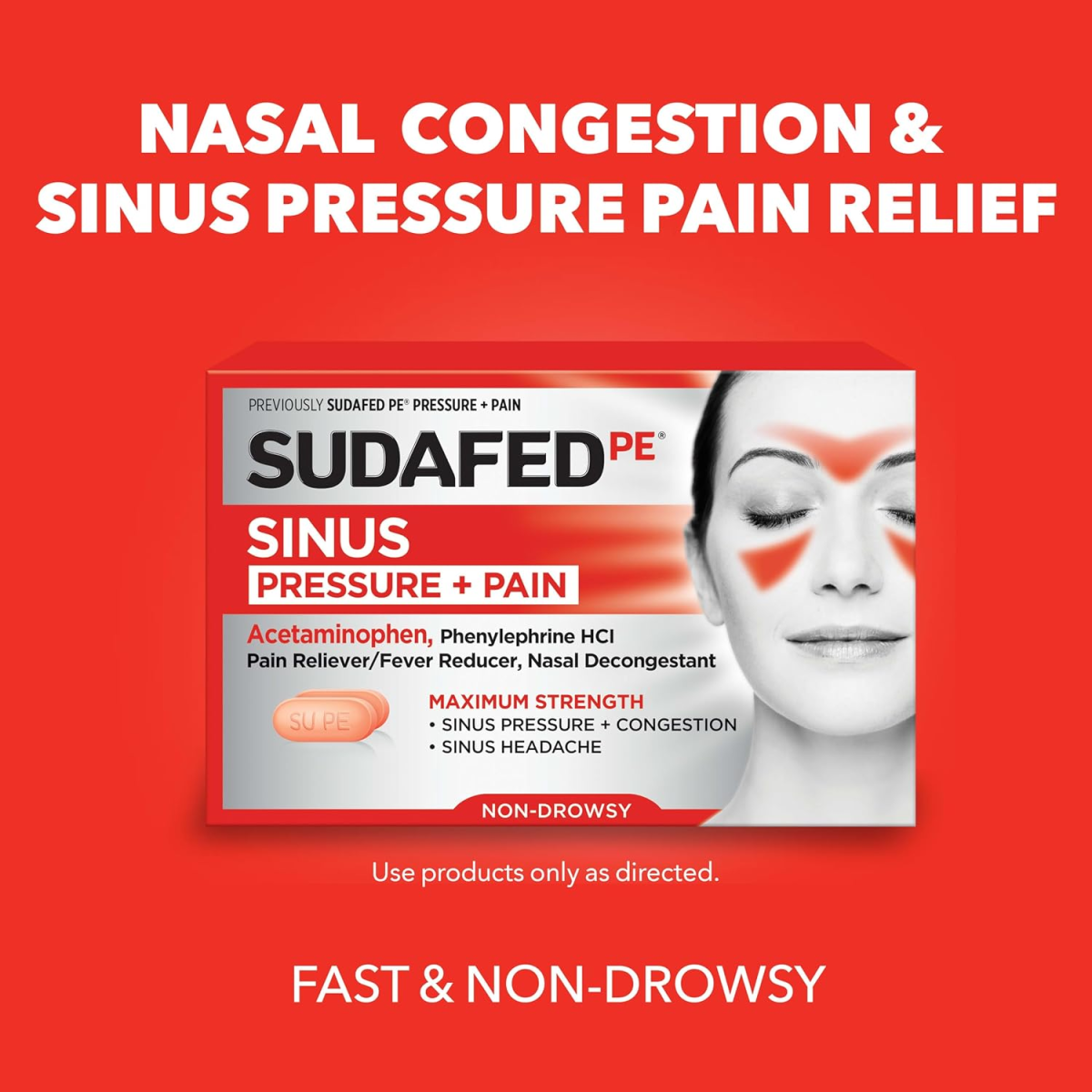 Thuốc Hỗ Trợ Giảm Xoang Sudafed PE Sinus Pressure + Pain Maximum Strength - Hộp 24 Viên