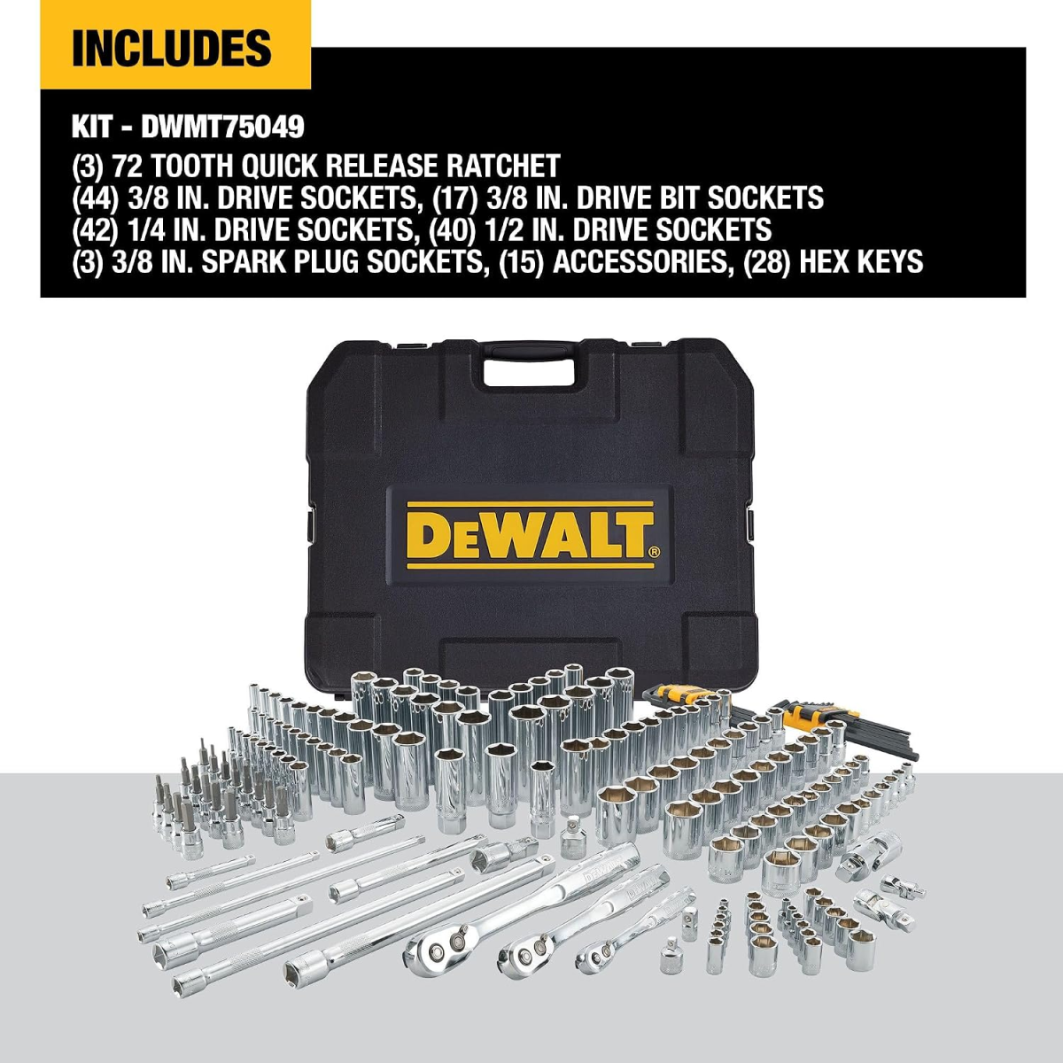 Bộ Dụng Cụ Cơ Khí Đa Năng DEWALT Mechanics Tool Set DWMT75049 – Hộp 192 Món