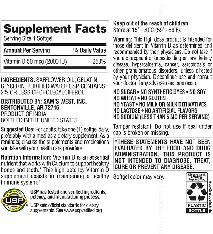 Viên Uống Bổ Sung Vitamin D3 Member's Mark – Hộp 400 Viên