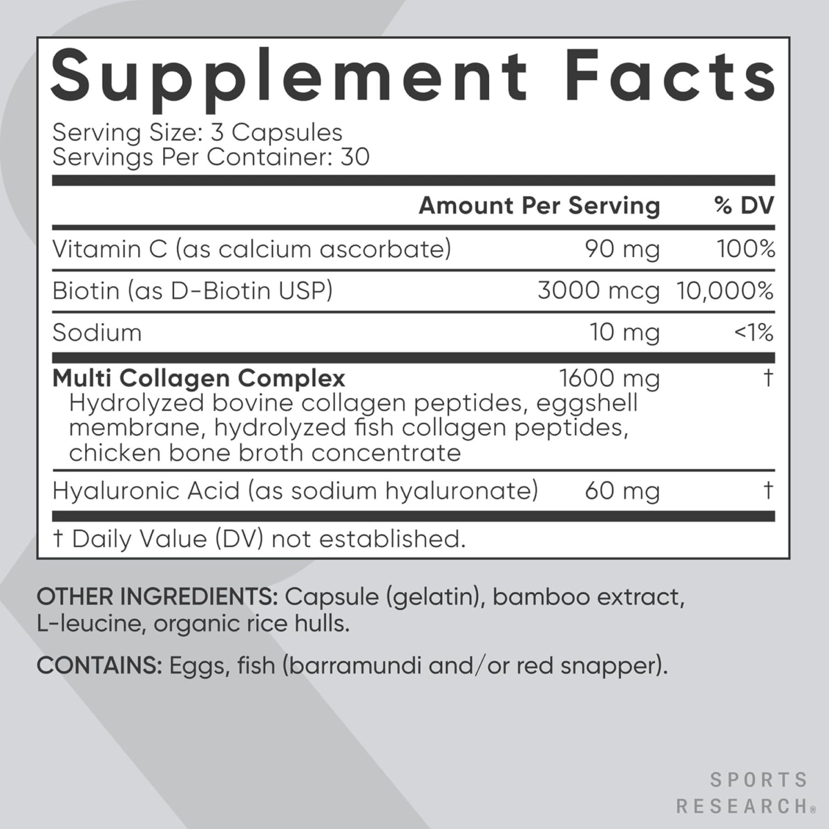 Viên Uống Sports Research Multi Collagen with Biotin – Hộp 90 Viên