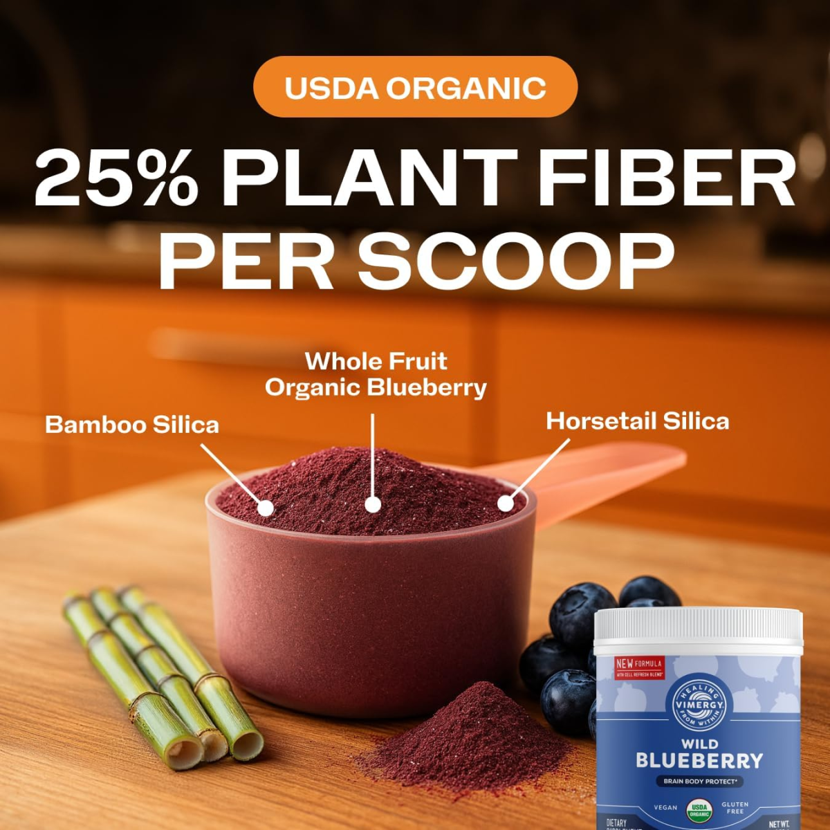 Bột Việt Quất Dại Hữu Cơ Vimergy USDA Organic Wild Blueberry Powder – Hộp 250g