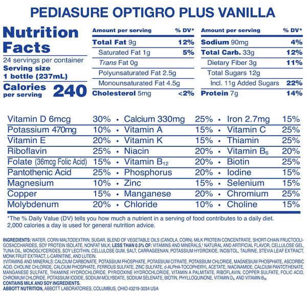 Sữa Dinh Dưỡng Pha Sẵn PediaSure Grow & Gain With OptiGRO Vị Vanilla – Thùng 24 Chai X 237ml