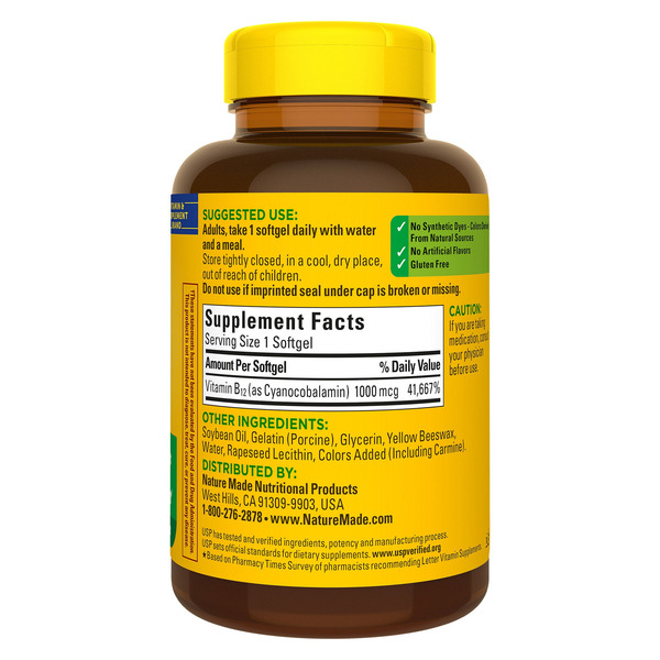 Viên Uống Nature Made Vitamin B12 1000 mcg Softgels – Hộp 400 viên