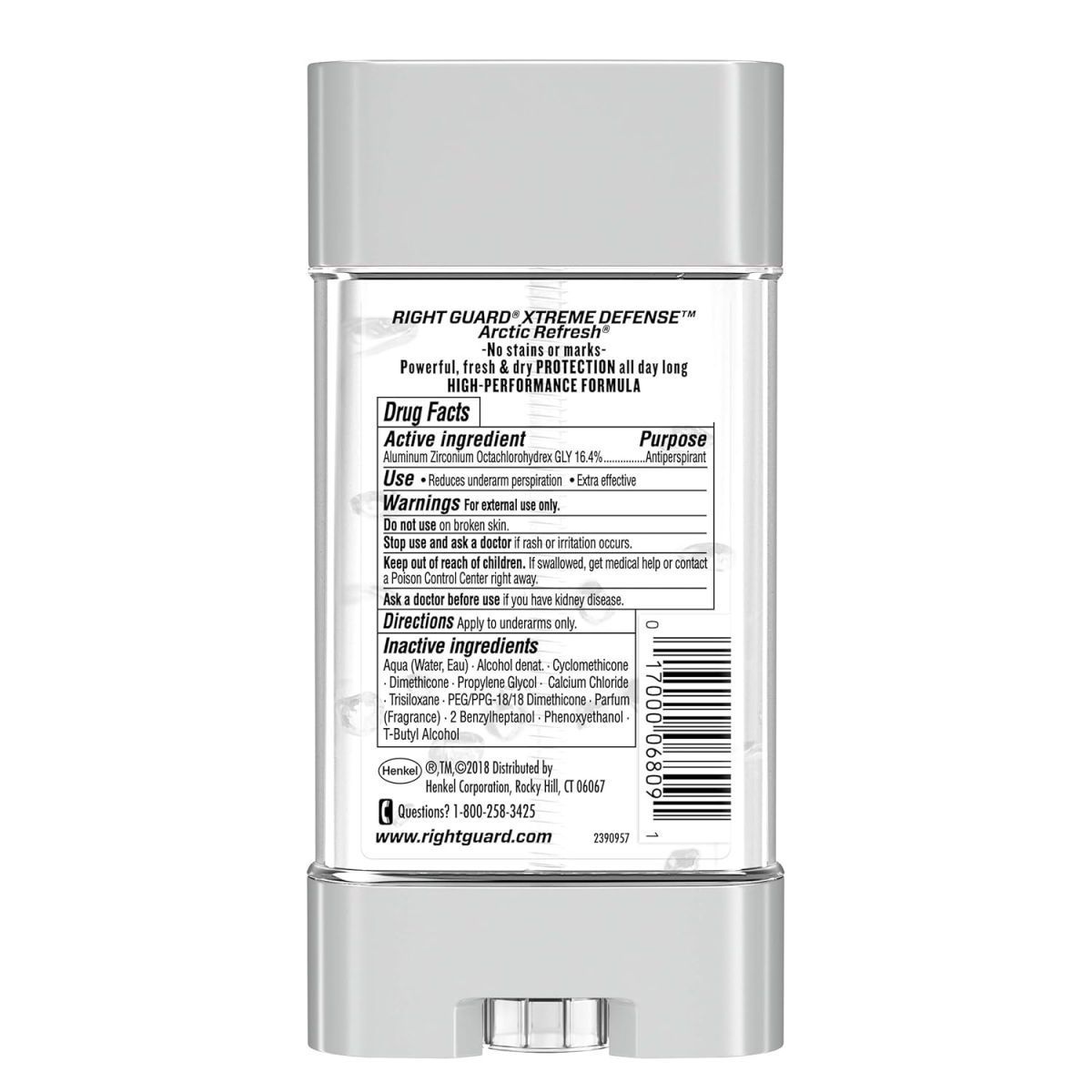 Gel Khử Mùi Và Ngăn Mồ Hôi Nam Right Guard Xtreme Defense Arctic Refresh – Bộ 6 Cây x 4 Oz