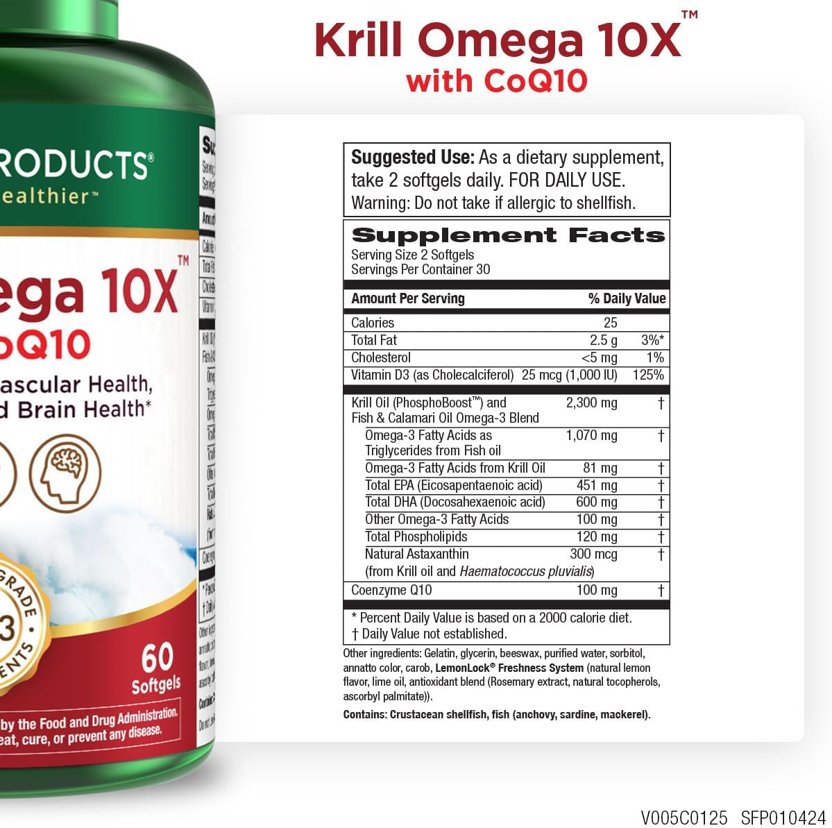 Viên Uống Dầu Nhuyễn Thể & CoQ10 Purity Products Krill Omega 10X EPA & DHA with CoQ10 – Hộp 60 Viên