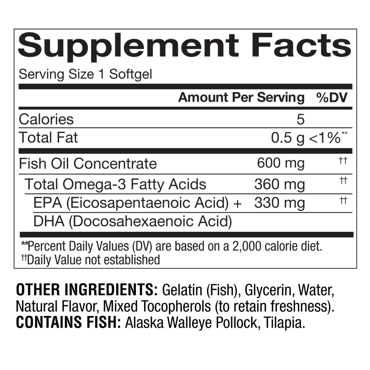 Viên Uống Dầu Cá Omega 3 Member’s Mark 360 mg Omega-3 from Fish Oil MINI Softgels – Hộp 300 Viên