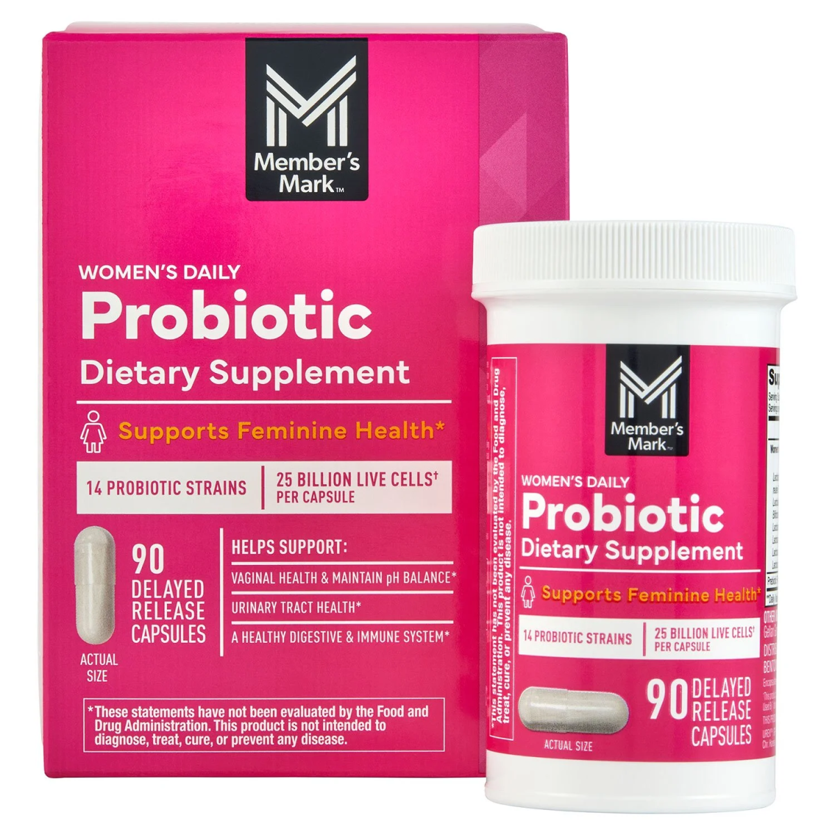 Viên Uống Bổ Sung Probiotic Cho Phụ Nữ Member's Mark Women's Daily Probiotic Capsules - Hộp 90 Viên