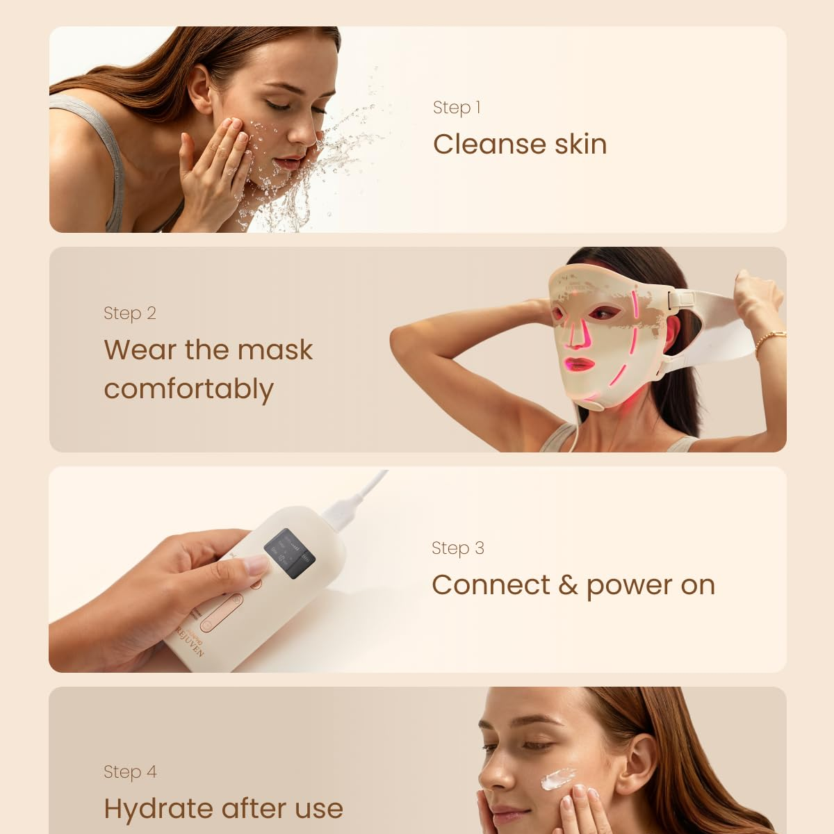 RENPHO 4D Red Light Therapy Mask for Face – Mặt Nạ Ánh Sáng Đỏ LED 324 Bóng