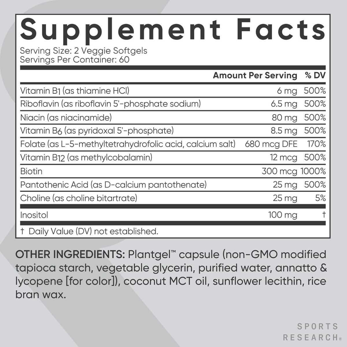 Viên Uống Vitamin B Tổng Hợp Sports Research Vitamin B-Complex – 120 Viên