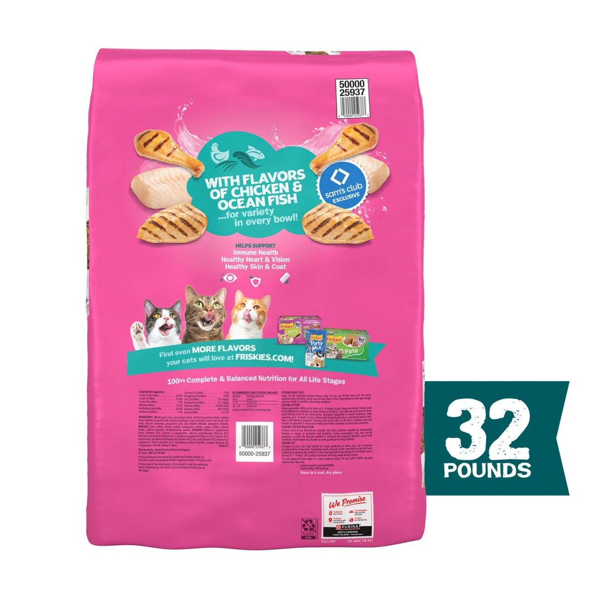 Thức Ăn Hạt Cho Mèo Friskies Land & Sea Adventures Vị Gà & Cá Biển – Túi 14,5 kg