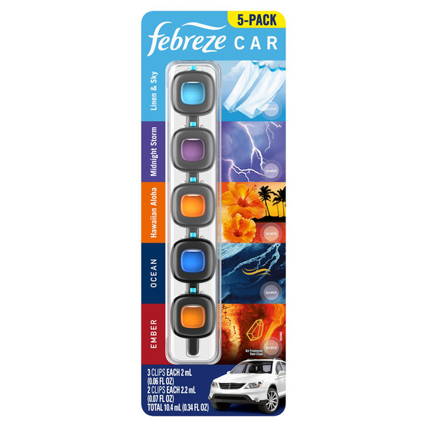 Kẹp Thơm Cửa Gió Ô Tô Febreze Car Vent Clip Hương Amber – 2 Set x 5 Chiếc