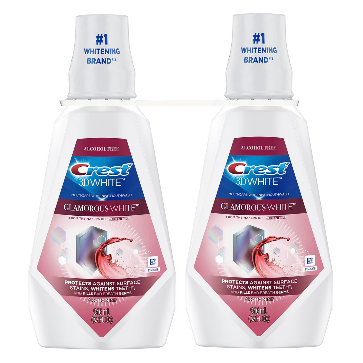 Nước Súc Miệng Crest 3D White Glamorous White - 2 chai X 946ml
