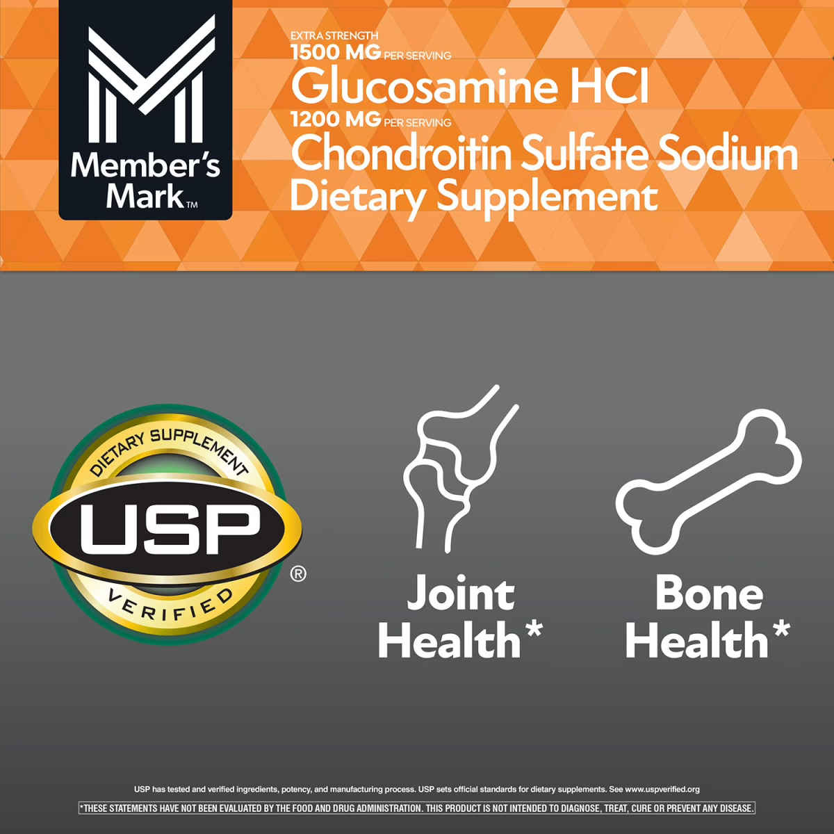 Viên Uống Hỗ Trợ Xương Khớp Member's Mark Triple Strength Glucosamine 1500mg & Chondroitin 1200mg – Hộp 340 Viên