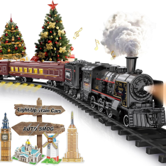 Bộ Tàu Hỏa Điện Hơi Cổ Điển BUBUQE Metal Alloy Electric Train Set – Kèm Đường Ray, Đèn Và Âm Thanh