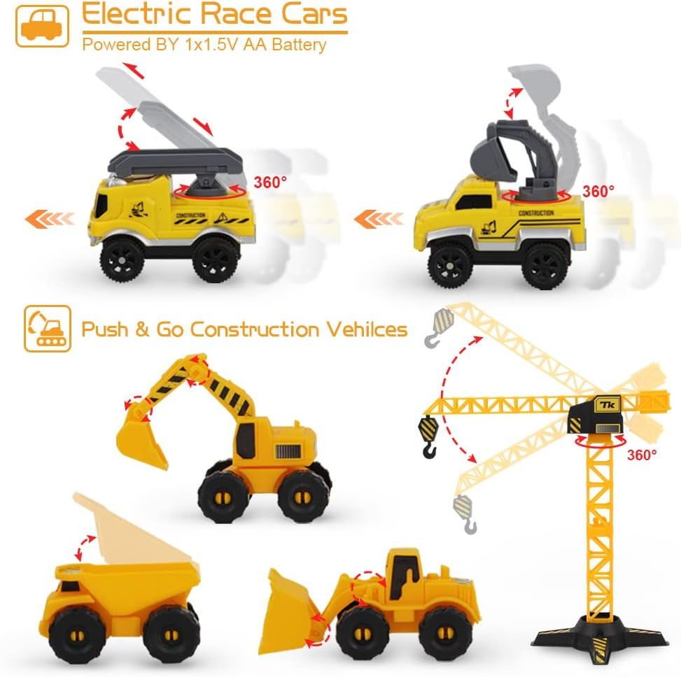 Bộ Đồ Chơi Đường Đua Công Trường MINI TUDOU Construction Race Tracks Set – Kèm Xe Công Trình Chạy Pin Và 144 Đoạn Đường Ray
