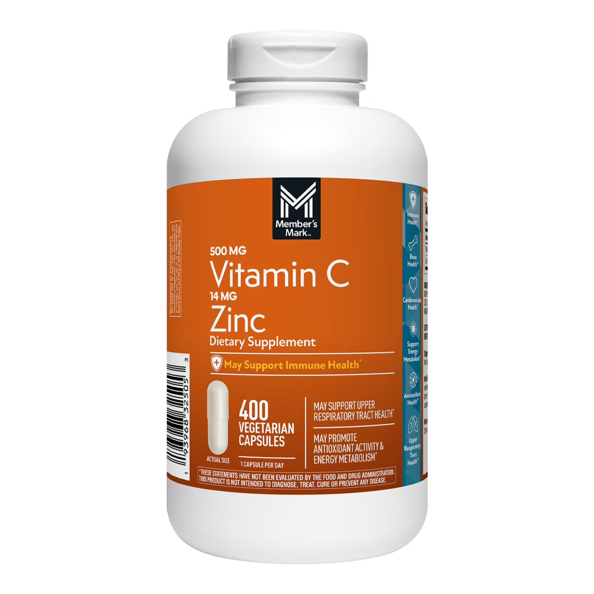 Viên Uống Member's Mark Vitamin C 500mg + Zinc – Hộp 400 Viên