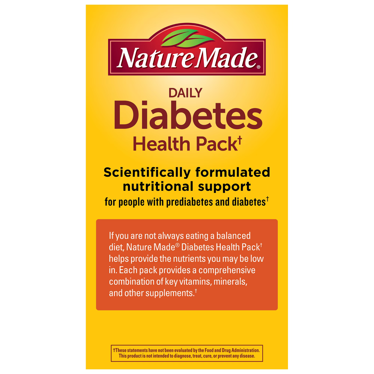 Viên Uống Vitamin Tổng Hợp Dành Cho Người Tiểu Đường Nature Made Diabetes Health Pack - Hộp 60 Gói