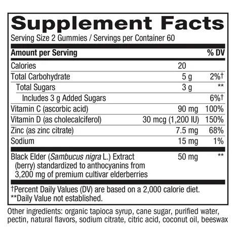 Kẹo Dẻo Vitamin Tổng Hợp Tăng Đề Kháng Nature’s Way Sambucus Gummy – Hộp 120 Viên