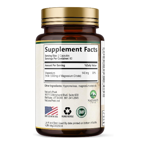 Viên Uống Magie Nature's Peak Magnesium Citrate 1000 mg – Hộp 120 Viên