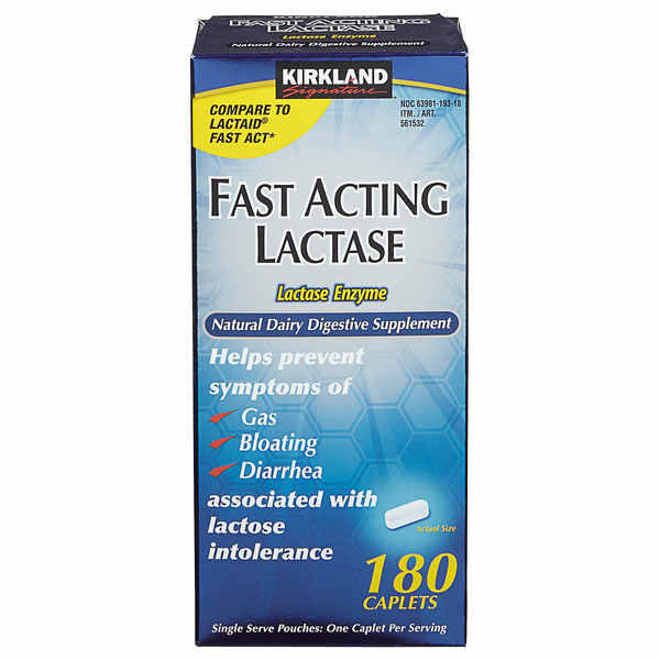 Viên Uống Bổ Sung Enzyme Lactase Kirkland Signature Lactase Caplets – Hộp 180 Viên