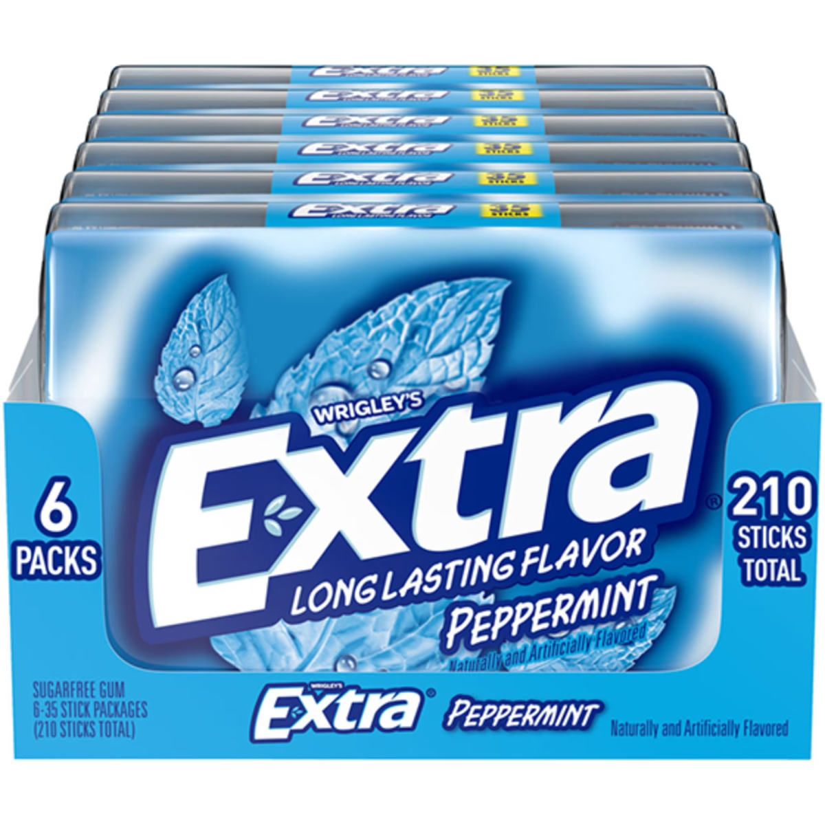 Kẹo Cao Su Không Đường Hương Bạc Hà Extra Peppermint Sugar Free Chewing Gum 210 Viên – Hộp 6 vỉ x 35 viên