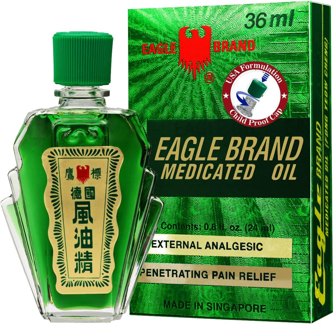 Dầu Gió Xanh Mỹ Eagle Brand Medicated Oil Hộp 12 Chai 36ml