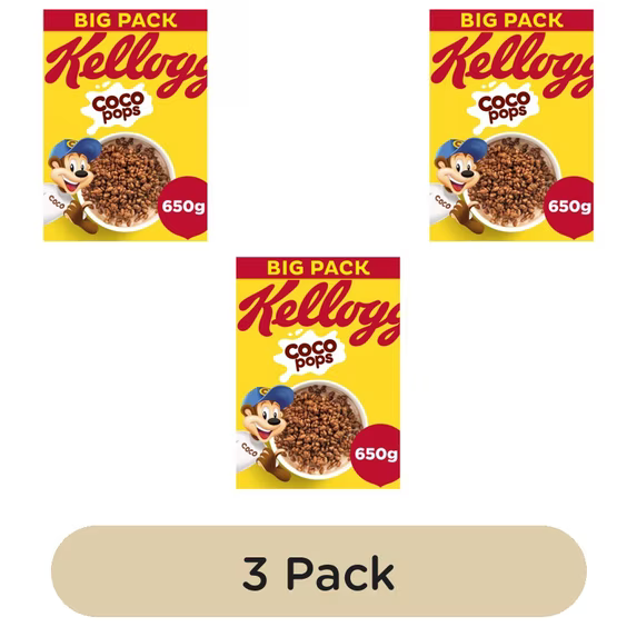 Ngũ Cốc Socola Kellogg's Coco Pops Chocolate Breakfast Cereal – Bộ 3 Hộp x 650g