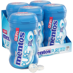 Kẹo Cao Su Không Đường Mentos Pure Fresh Sugar Free Chewing Gum 200 Viên – Hộp 4 Chai x 50 Viên