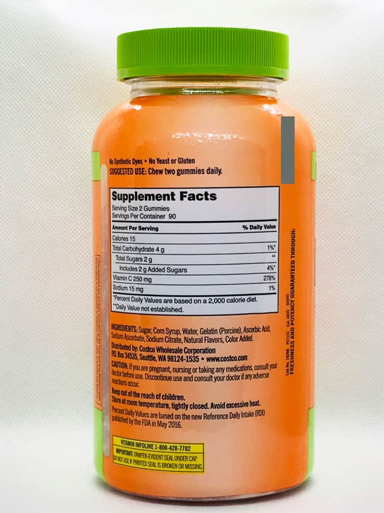 Kẹo Dẻo Bổ Sung Vitamin C Kirkland Signature 250 mg – 2 Hộp x 180 Viên