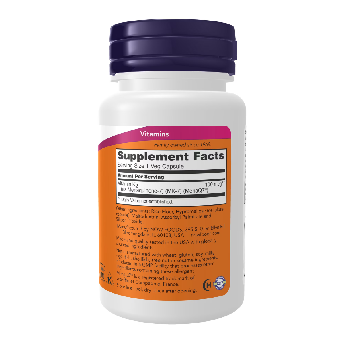Viên Uống NOW Foods MK-7 Vitamin K-2 100mcg – Hộp 60 Viên