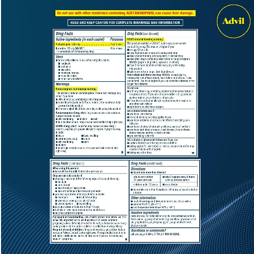 Thuốc Giảm Đau & Hạ sốt Advil Dual Action with Acetaminophen 250 mg + Ibuprofen125 mg – Hộp 216 Viên