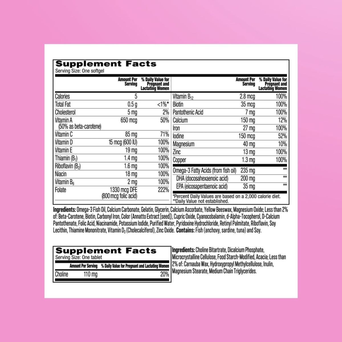 Viên Uống Vitamin Tổng Hợp & Choline One A Day Women’s Prenatal Advanced Vitamins with Choline – Hộp 180 Viên