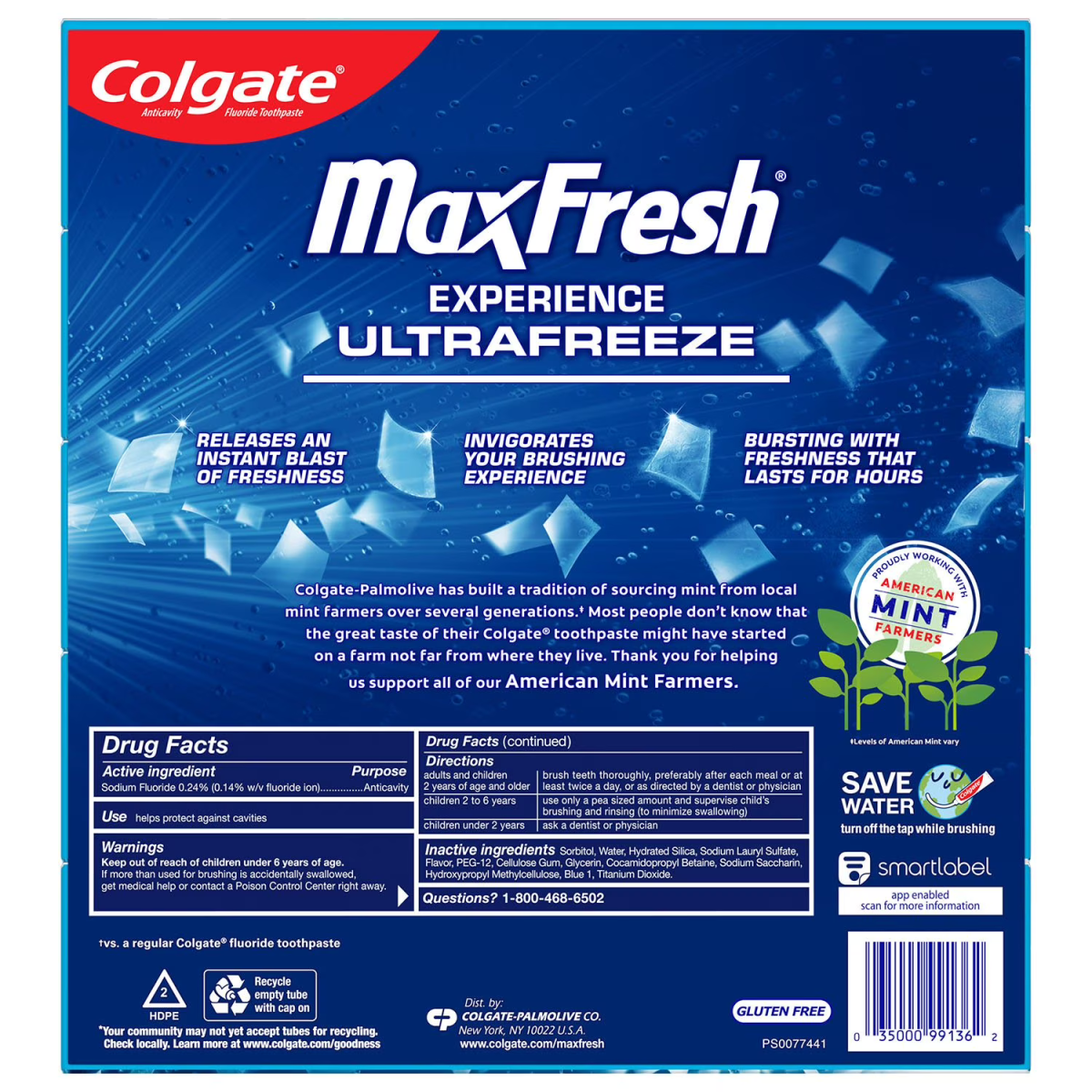Kem Đánh Răng Colgate MaxFresh Toothpaste with Mini Breath Strips Cool Mint - 5 Tuýp X 206g