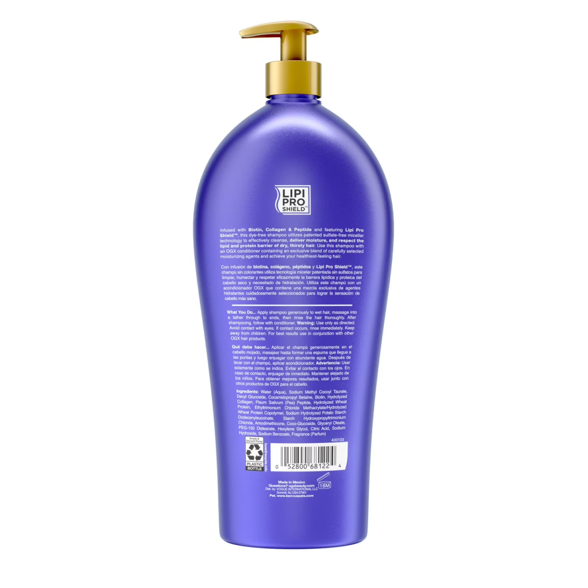 Dầu Gội Hỗ Trợ Dày Tóc, Giảm Gãy Rụng OGX Biotin & Collagen Volume & Strength Shampoo - Chai 1183ml